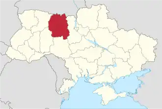 Žytomyrská oblast na mapě Ukrajiny