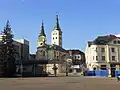 Katedrála a Burianova věž z Náměstí Andreje Hlinky.