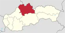 Žilinský kraj na mapě Slovenska