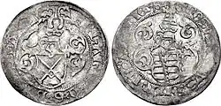 Kurfiřt Fridrich III. s Janem a vévodou Albrechtem, Schneeberger, tzv. úrokový groš z roku 1498