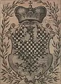 Znak Moravy v Obnoveném zřízení zemském Markrabství moravského z roku 1628.