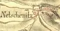 Nečemice na mapě prvního vojenského mapování z roku 1764