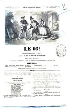 Číslo 66, titulní stránka vydání libreta v edici Théâtre Contemporain Illustré
