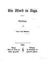 Ein Mord in Riga (1855), titulní list